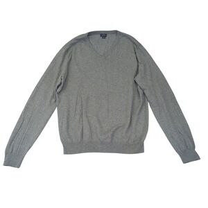 J.Crew Cotton Cashmere V‎ Neck Sweater Mens Gray Knit Pullover Small S Y2K